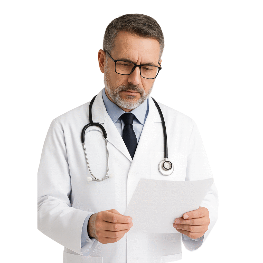 Doctor profesional representando la atención médica segura en DesignHealth Group