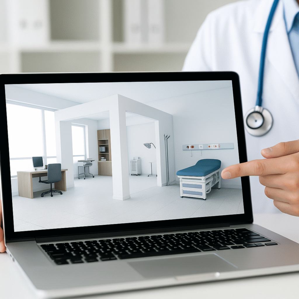 Modelado 3D y renders médicos para diseño de hospitales y consultorios